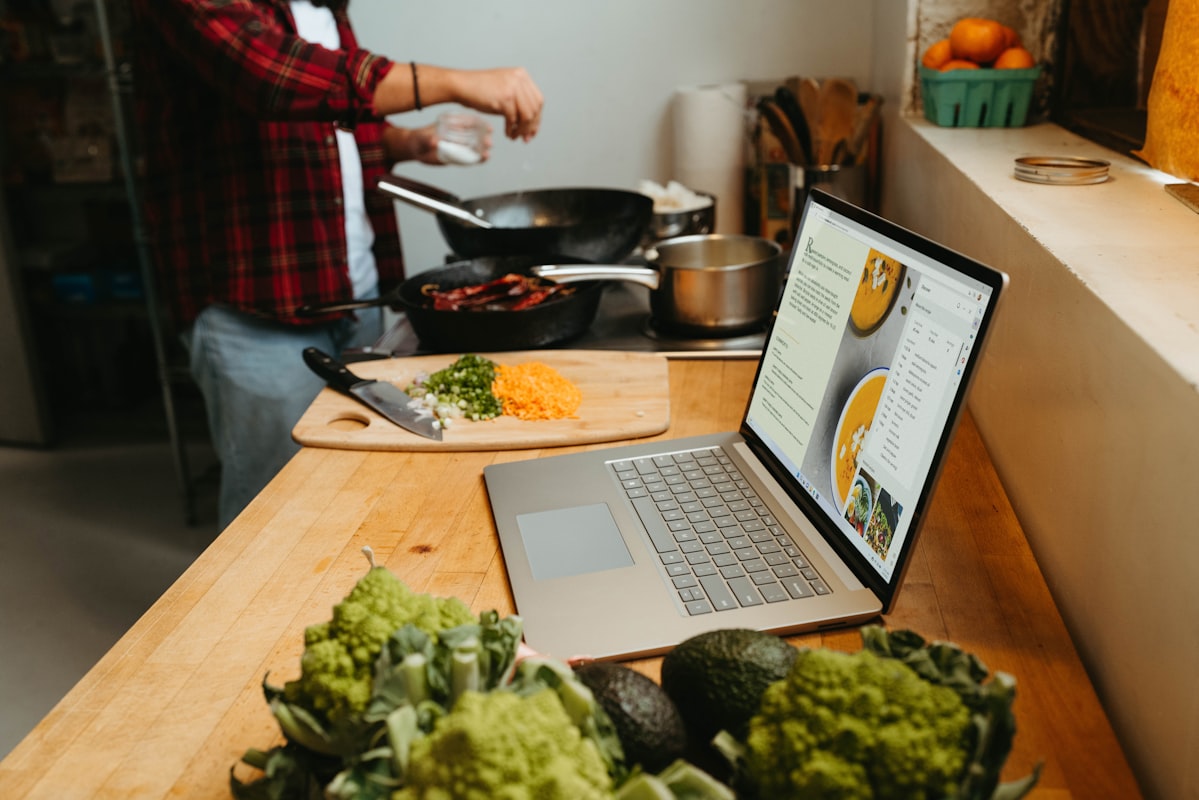Chef preparing fresh ingredients in kitchen